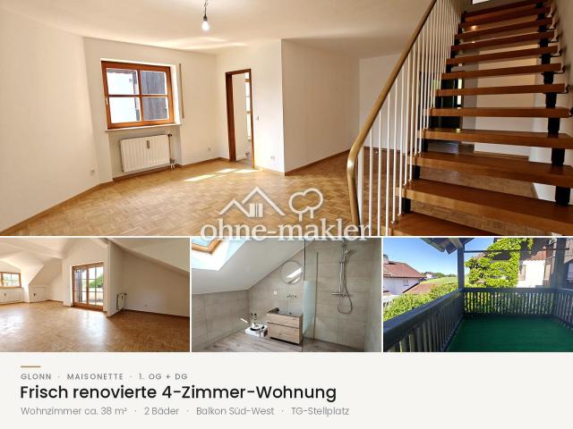 Frisch renovierte lichtdurchflutete 4 Zimmer Maisonette Wohnung mit großem Balkon und TG Stellplatz