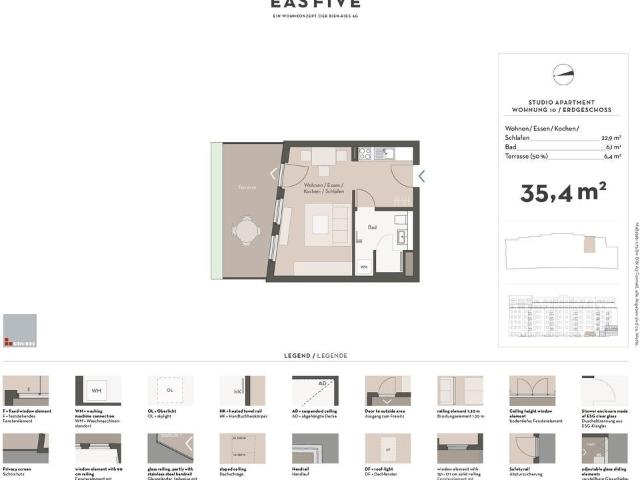 Fully furnished & new 1 bedroom apartment in Frankfurt Ostend, Frankfurt Amsterdam Apartments for Rent