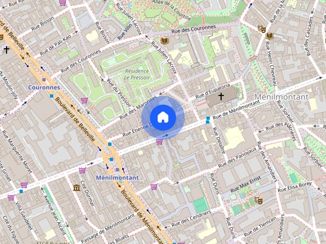 Furnished Apartment rental 1 bedroom 38m² Ménilmontant Paris