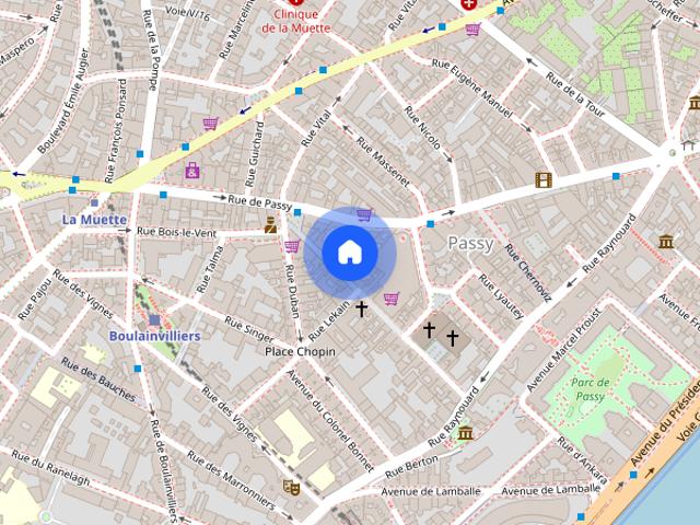 Furnished Apartment rental Studio 15m² La Muette / Bois de Boulogne Paris