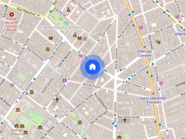 Furnished Apartment rental Studio 25m² Temple Paris