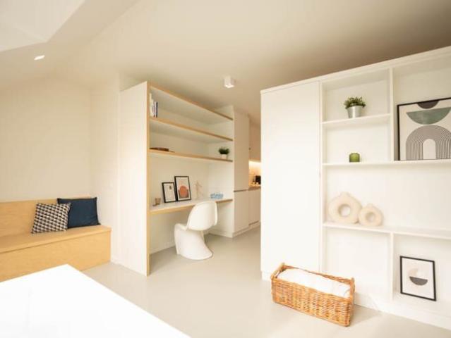 Furnished student studio with separate sleeping area