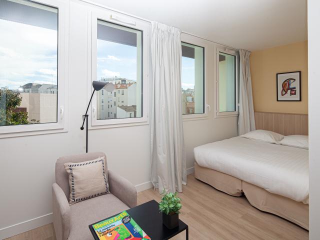 Furnished studio with garden view, rooftop, garden, gym, home cinema, cleaning and maintenance services in a new residence