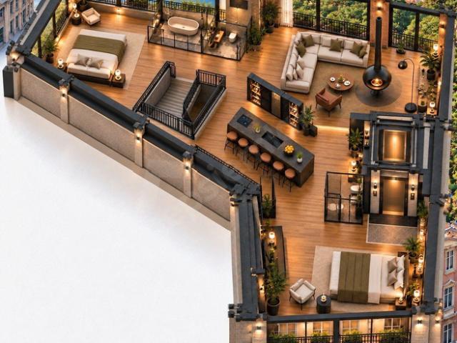 GALATASARAYDA BOĞAZ VE ADALAR MANZARALI 148 m MODERN LOFT TERAS