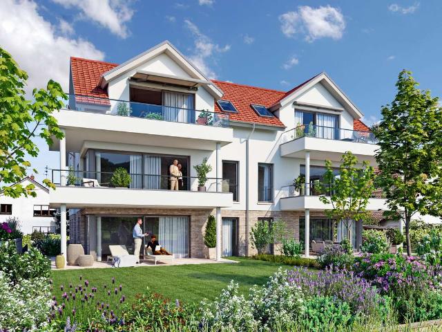 GARTENWOHNUNG MIT BLICK AUF WEINREBEN UND HAMBACHER SCHLOSS