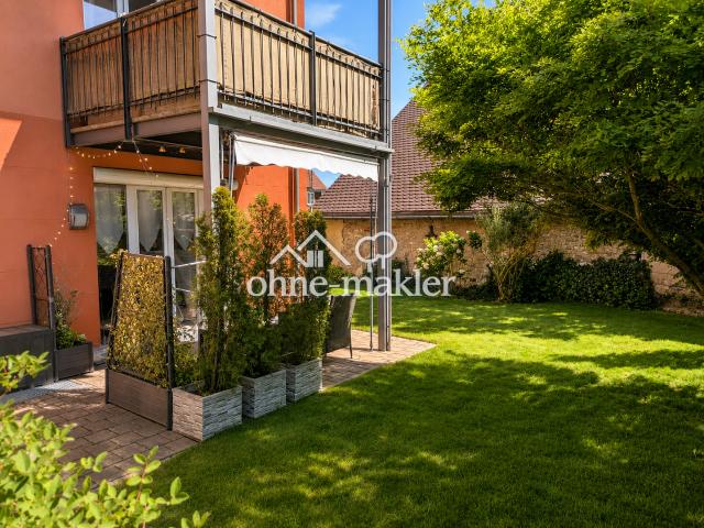 Gartenwohnung mit Haus im Haus Gefühl | 135 m² Garten | Interner Hobbyraum | TG Stellplatz