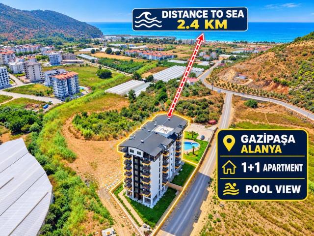 Gazipaşa'da Satılık 1+1 Havuz Manzaralı Daire