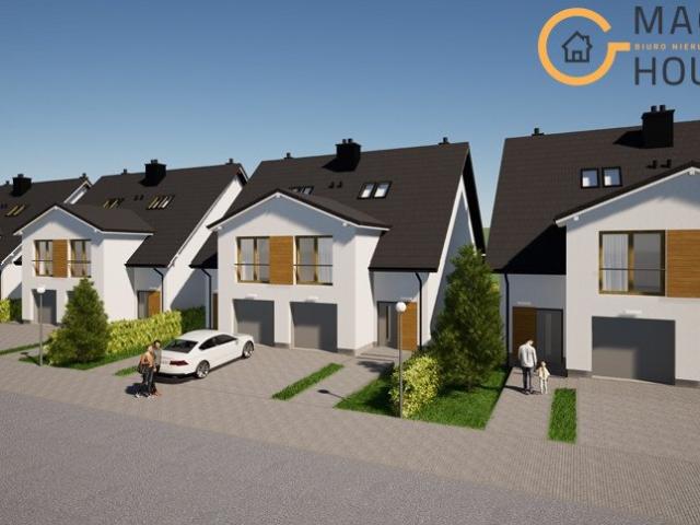 Nowoczesny dom bliźniak z garażem w Borkowie, 148 m2