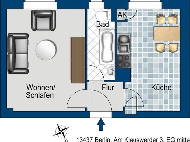 Gemütliche Singlewohnung im Hochparterre