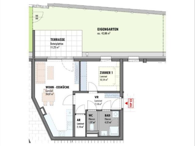 Gemütliche Singlewohnung mit Terrasse und Garten im Erdgeschoß