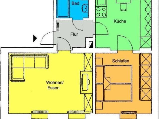 Gemütliche Wohnung mit großer Küche sowie Tageslichtbad mit Wanne!
