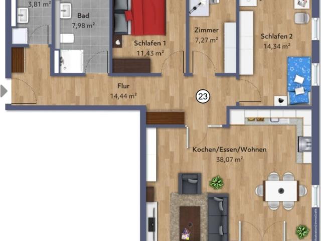 Gemütliche 3,5 Zimmer Wohnung mit Südbalkon