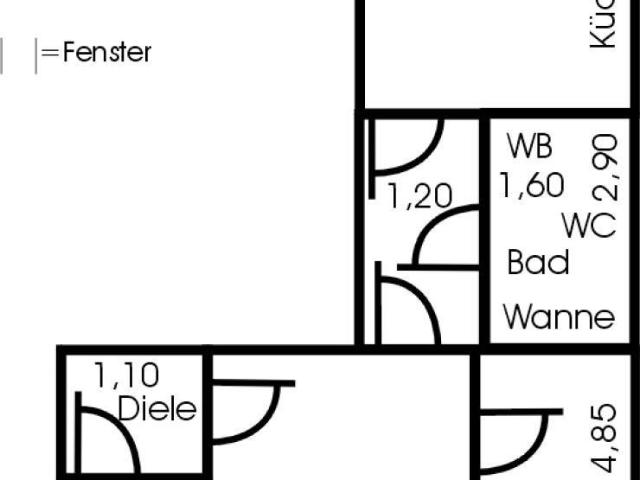 gemütliche 44 qm 2 Zimmer Wohnung zentral gelegen