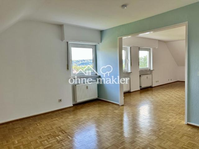 Gedämmte, helle Dachgeschosswohnung, 3 Zimmer + Arbeitszimmer mit Panoramablick auf der Bellevue