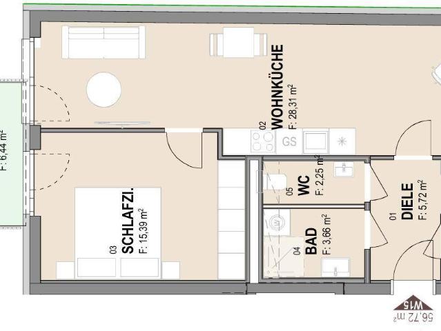 Geförderte Neubauwohnung mit Balkon im 4. Stock