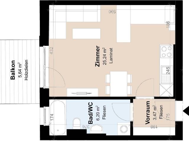 Geförderte Neubauwohnung mit Balkon im 2. Stock