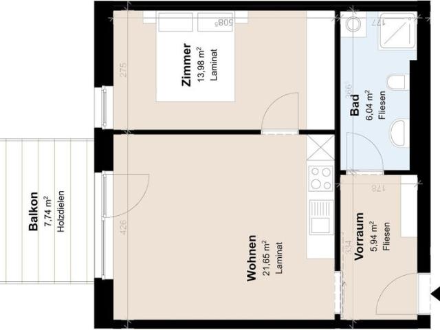 Geförderte Neubauwohnung mit Balkon im 3. Stock