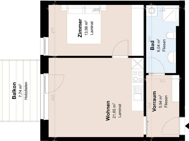 Geförderte Neubauwohnung mit Balkon im 3. Stock