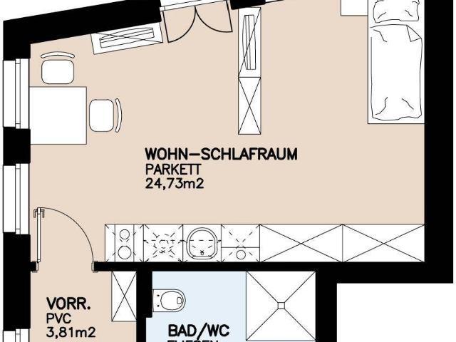 Geförderte Neubauwohnung mit Balkon in 1. Stock