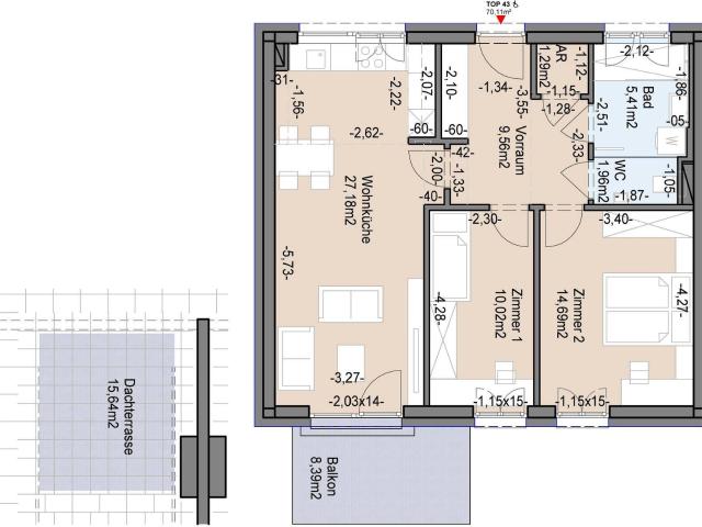 Geförderte traumhafte Neubauwohnung mit Balkon und Dachterrassenanteil