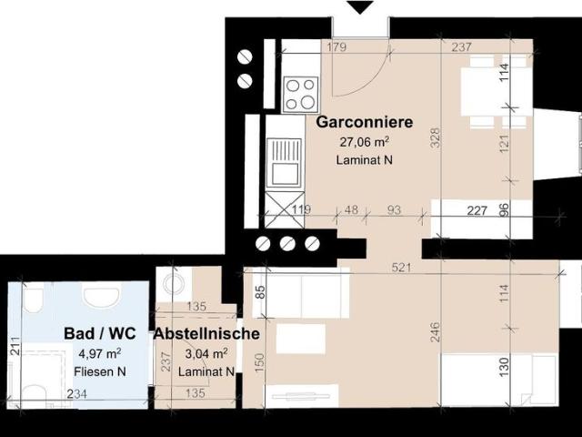 Geförderte 2 Zimmer Altbauwohnung mit Wohnküche