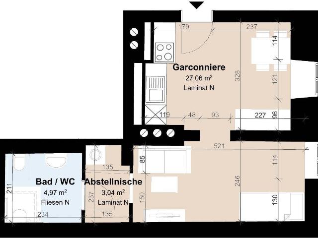 Geförderte 2 Zimmer Altbauwohnung mit Wohnküche