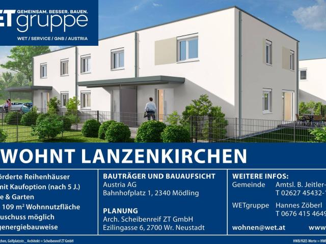 gefördertes Reihenhaus mit Eigengarten und Kaufoption