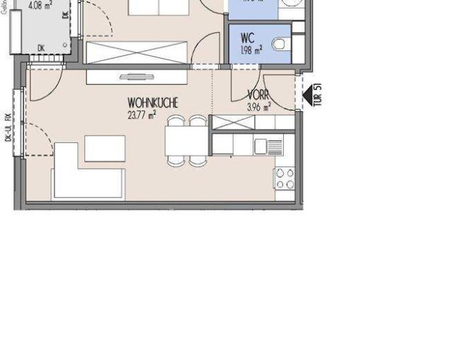 Gelber Hof Dachgeschoßwohnung Gefördertes Eigentum, 2 Zimmer Wohnung, ohne Tiefgaragenstellplatz