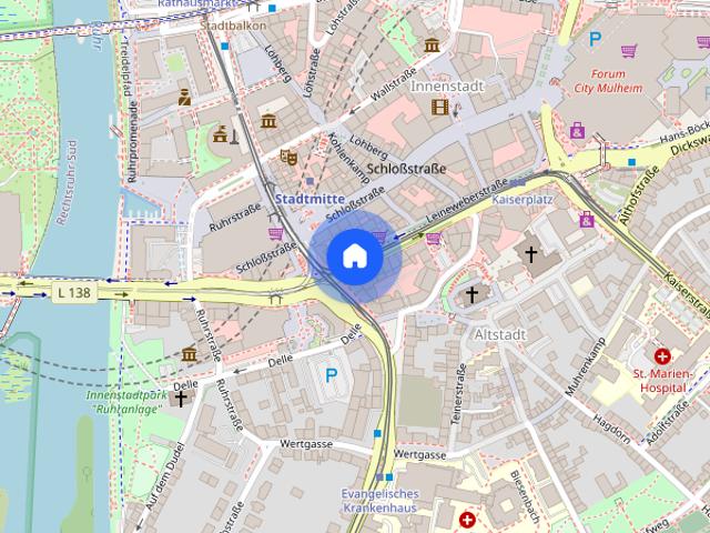 gepflegte 2 Zimmer Wohnung für max. 2 Pers. in einem MFH mit Aufzug vis à vis der Stadthalle