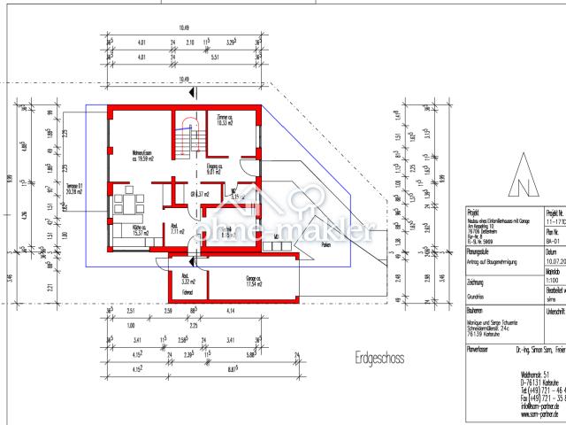 Gepflegtes Haus mit 208 qm, 6 Zimmern und Parkett in Karlsruhe