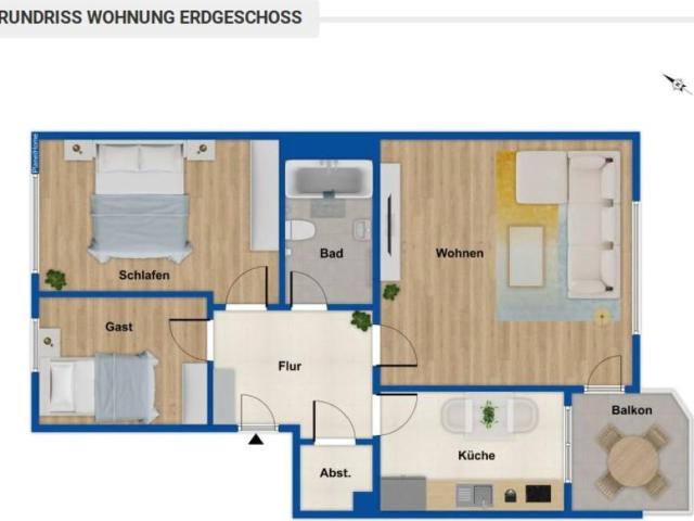 geräumige 3 Zimmer Wohnung mit Balkon und TG