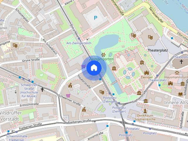 Geräumige Einraumwohnung mit eigener Terrasse in der Residenz am Zwinger