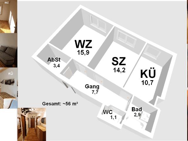 Glücksgriff: Provisionsfreie, voll möblierte 2 Zimmer Wohnung in südseitiger zentraler Hofruhelage in 2460 Bruck an der Leitha zu mieten