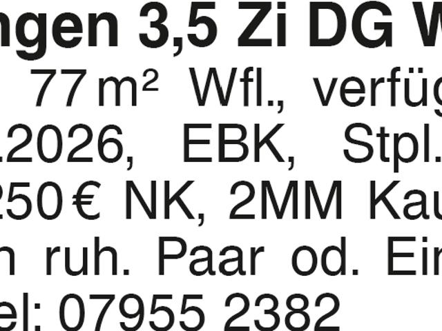 Gröningen 3,5 Zi DG Whg