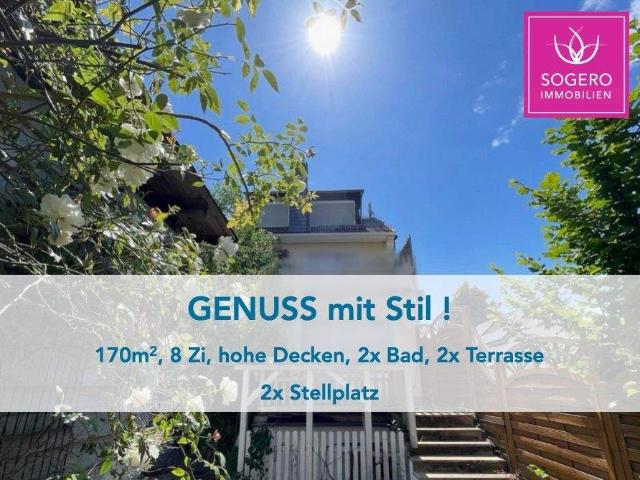 Gross, grün, stilvoll 8 Zimmer, 2 Bäder u. Fenster neu, Terrassen