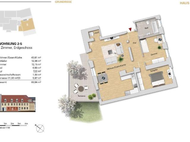 große 3 ZKBB mit Terrasse im EG, WE 2 5 zum Eigennutz od. Kapitalanlage
