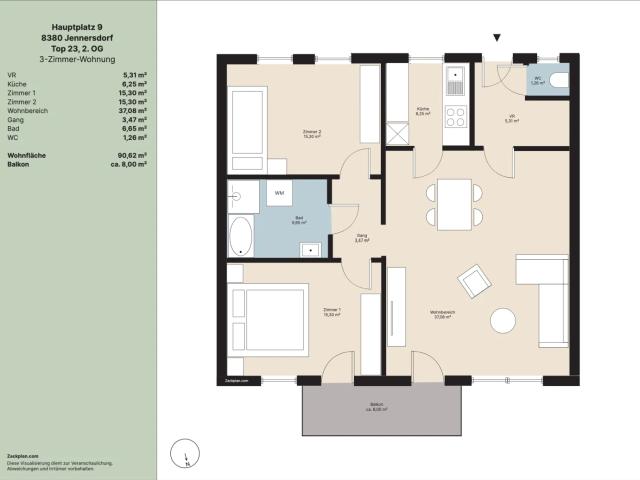Große 3 Zimmer Whg am Hauptplatz Jennersdorf