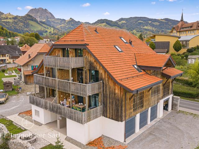 Große Wohnung für 3,5 Cent mit Balkon, wunderschöner Blick auf das Château Gruyère