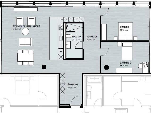 Grosse und helle 3.5 Zimmer Wohnung im Poly Areal