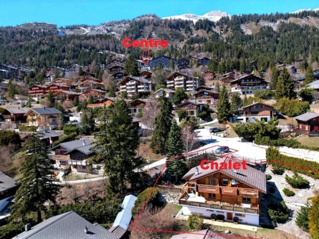 Großes Chalet in Anzère mit 6,5 Zimmern in einer ruhigen Gegend, nahe dem Zentrum mit wunderschöner Aussicht