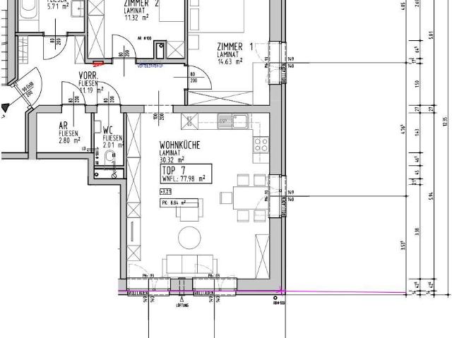 Großharras | Geförderte 3 Zimmer Mietwohnung | Top 7 | 1. OG