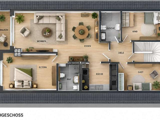 Großzügige 4 Zimmer Wohnung mit ca. 116 m², 2 Bädern und 2 Balkonen in Feldrandlage von Jügesheim