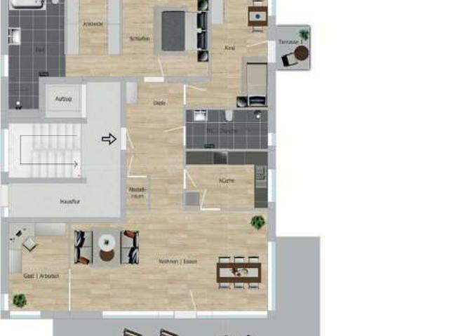 Großzügige 4 Zimmer Wohnung im Erdgeschoss 2 Terrassen 1 Balkon