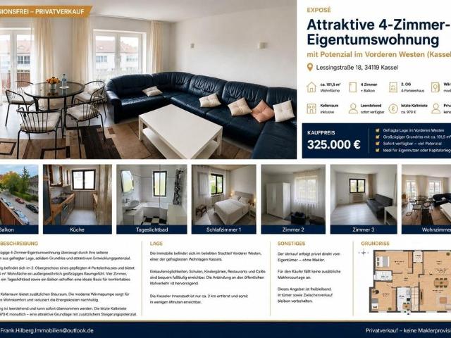 Großzügige 4 Zimmer Eigentumswohnung | 101,5 m² | Wärmepumpe | Vo