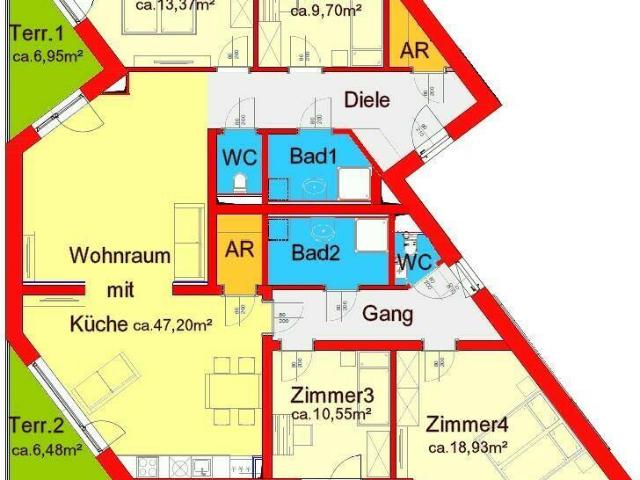 großzügige 5 Zimmer Neubauwohnung mit zwei kleinen Terrassen im Villenvierteln zwischen UNI und LKH Nähe Hilmteich