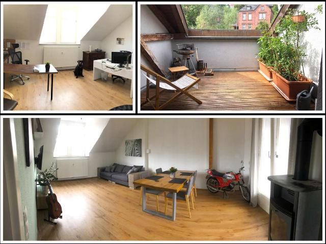 Großzügige 118m² DG Wohnung mit toller Dachterrasse, EBK und gemütlichem Kamin zentrale Lage!