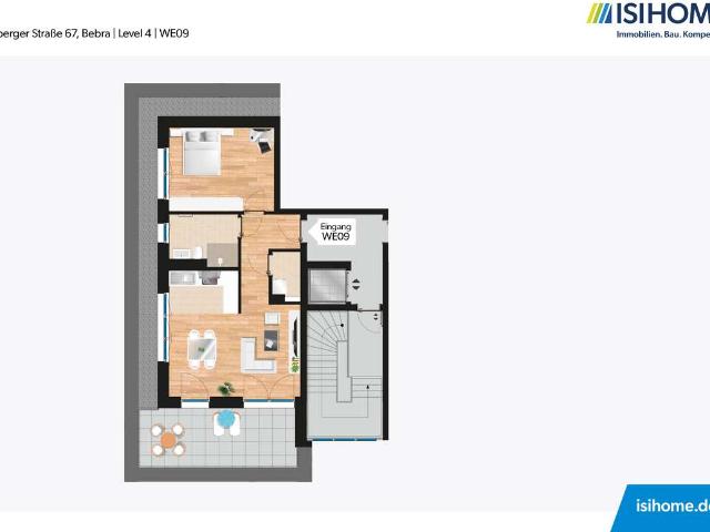 Großzügige 2 Raum WE im DG mit Dachterrasse – ideal für Singles oder Paare – WE09