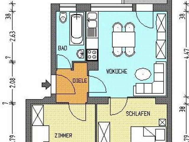 Großzügige 2 Zimmer Wohnung mit Wintergarten – komplett saniert