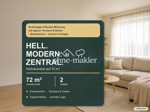 Großzügige 2 Zimmer Wohnung mit eigener Terrasse & Garten – Einbauküche – zentral in Usingen