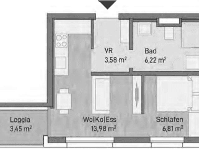 Großzügige 2 Zimmer Neubau Anlegerwohnung mit Loggia 37,64m² in Graz/Gries